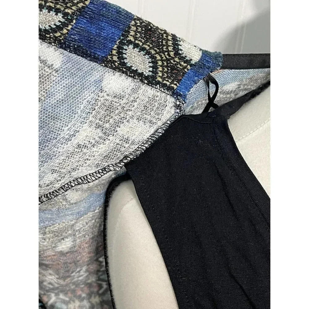 Desigual Jamil Geometric Short Sleeve‎ Cardigan Tank Top Combo Small Black Red - Picture 6 of 14